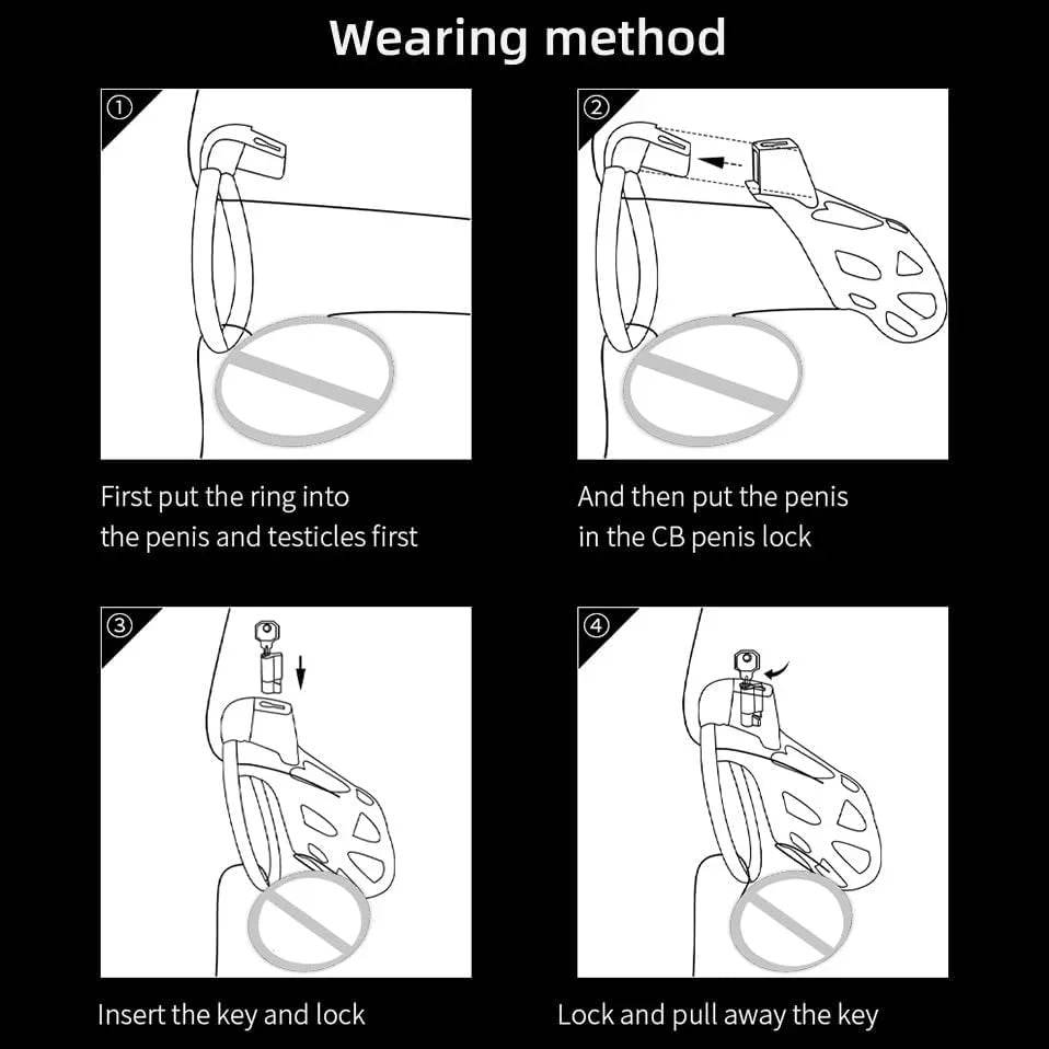 Jaula de castidad masculina, juguetes sexuales discretos Sissy Femboy Castity Cock Cage Device Anillos para el pene macho con 3 tamaños para hombres adultos (M) - Sex Shop 502