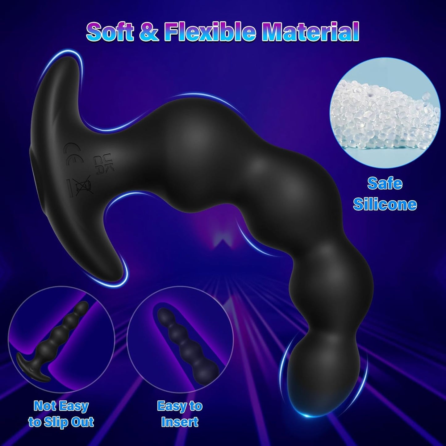 Juguetes sexuales con cuentas anales vibratorias, tapón vibratorio con control de aplicación, 9 modos de vibración, masajeador de próstata de silicona recargable y vibrador de punto G, juguetes - Sex Shop 502