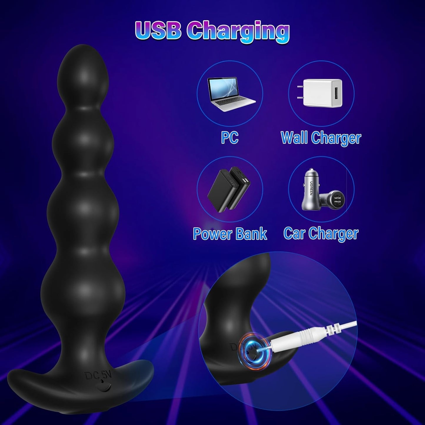 Juguetes sexuales con cuentas anales vibratorias, tapón vibratorio con control de aplicación, 9 modos de vibración, masajeador de próstata de silicona recargable y vibrador de punto G, juguetes - Sex Shop 502