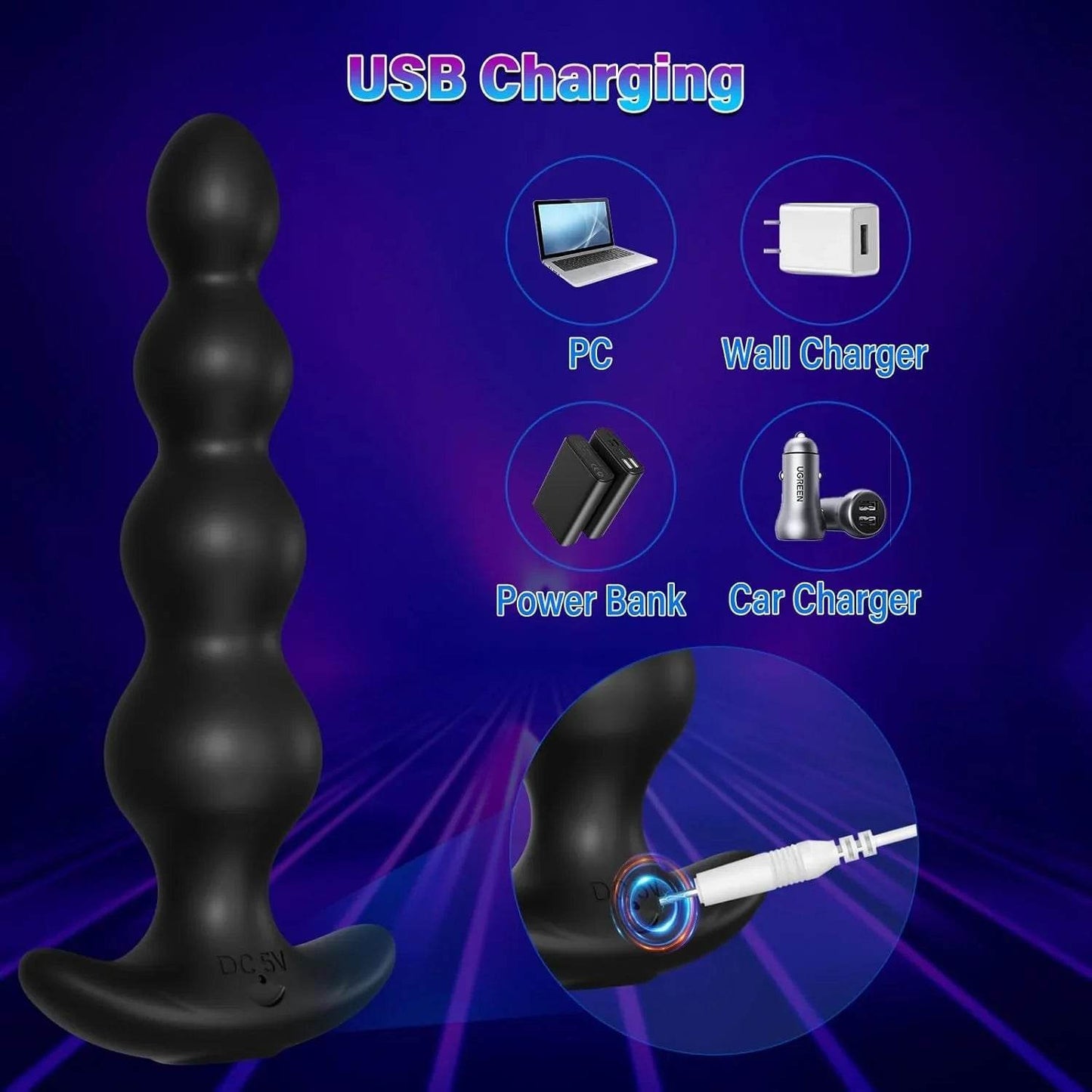 Juguetes sexuales con cuentas anales vibratorias, tapón vibratorio con control de aplicación, 9 modos de vibración, masajeador de próstata de silicona recargable y vibrador de punto G, juguetes - Sex Shop 502