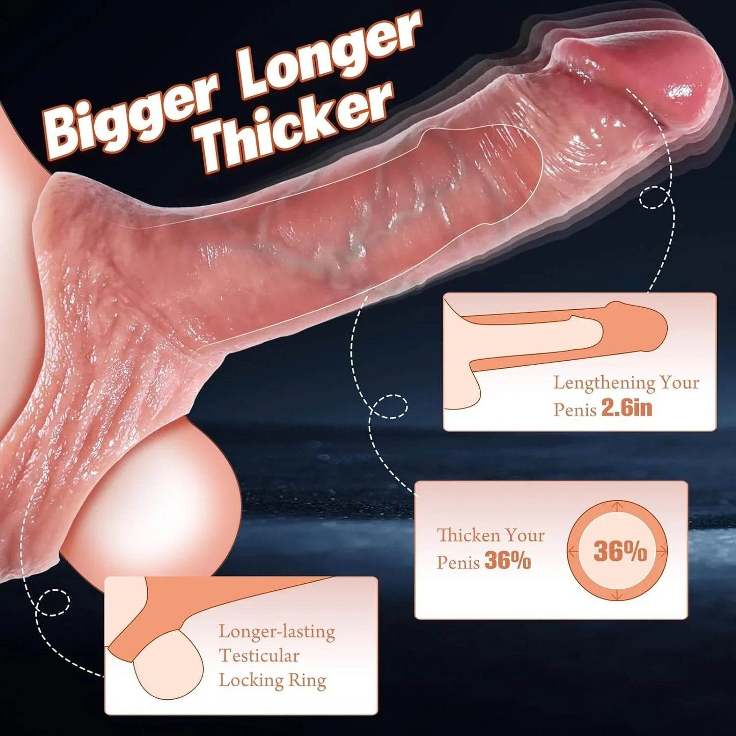 Juguetes sexuales masculinos de 2.6 pulgadas, extensor de pene con 10 modos de vibración, juguetes para adultos, anillo vibratorio para pene con control remoto, juguetes sexuales para hombres, anillo - Sex Shop 502