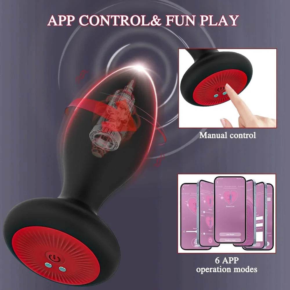 Juguetes sexuales para adultos, tapón vibratorio con control de aplicación, 10 vibradores, 6 modos de rotación, cuentas de enchufe anal, masajeador de próstata, juguetes sexuales masculinos anales - Sex Shop 502