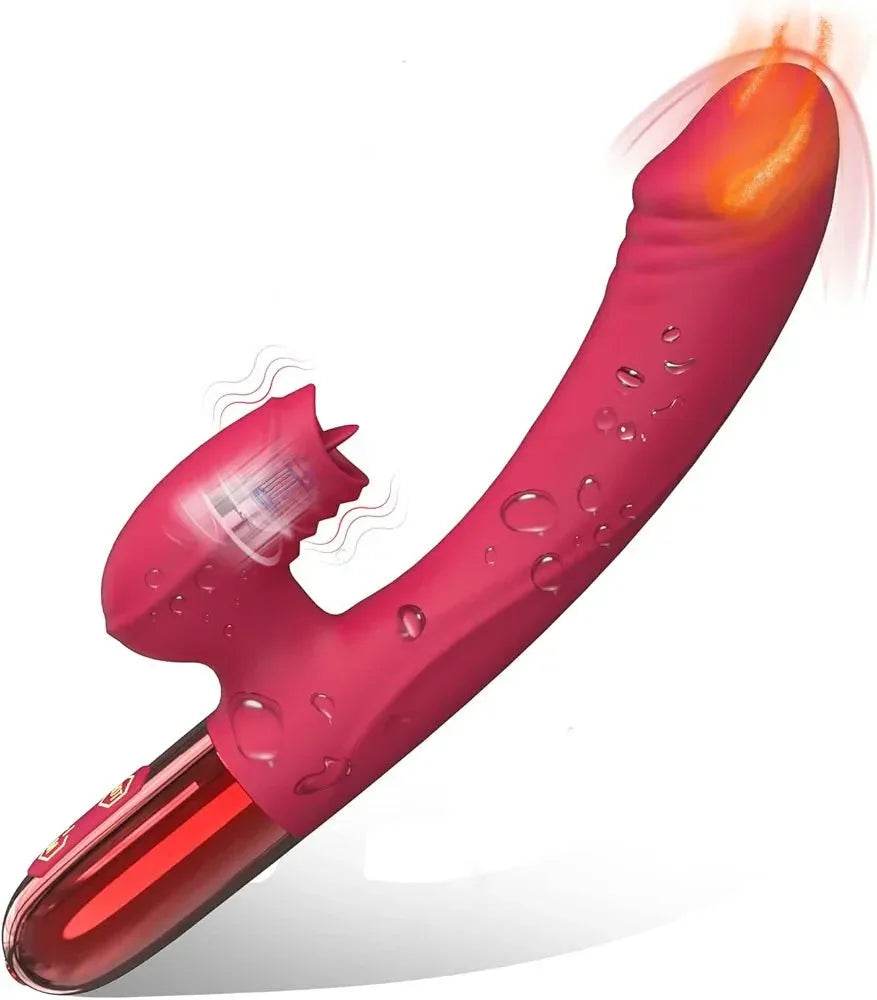 Juguetes sexuales para mujeres, vibrador para mujeres, herramientas sexuales para hembra, conejo de calefacción, consolador para adultos, estimulador de clítoris de punto G, 10 modos potentes con lamer, silicona suave impermeable - Sex Shop 502