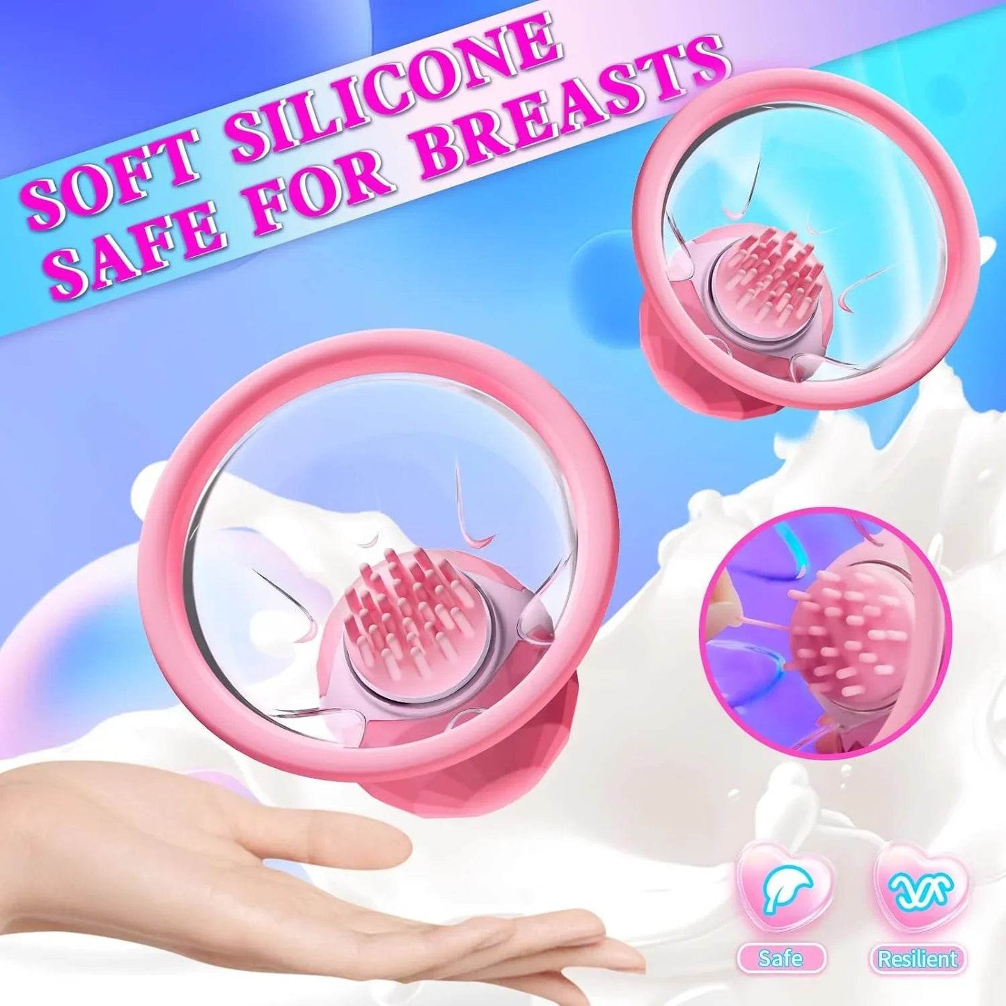 Juguetes sexuales Vibrador de pezón para mujeres, chupadores de senos masajeador con 10 modos de vibradores y rotación de 360° abrazaderas de pezón fuerte - Sex Shop 502