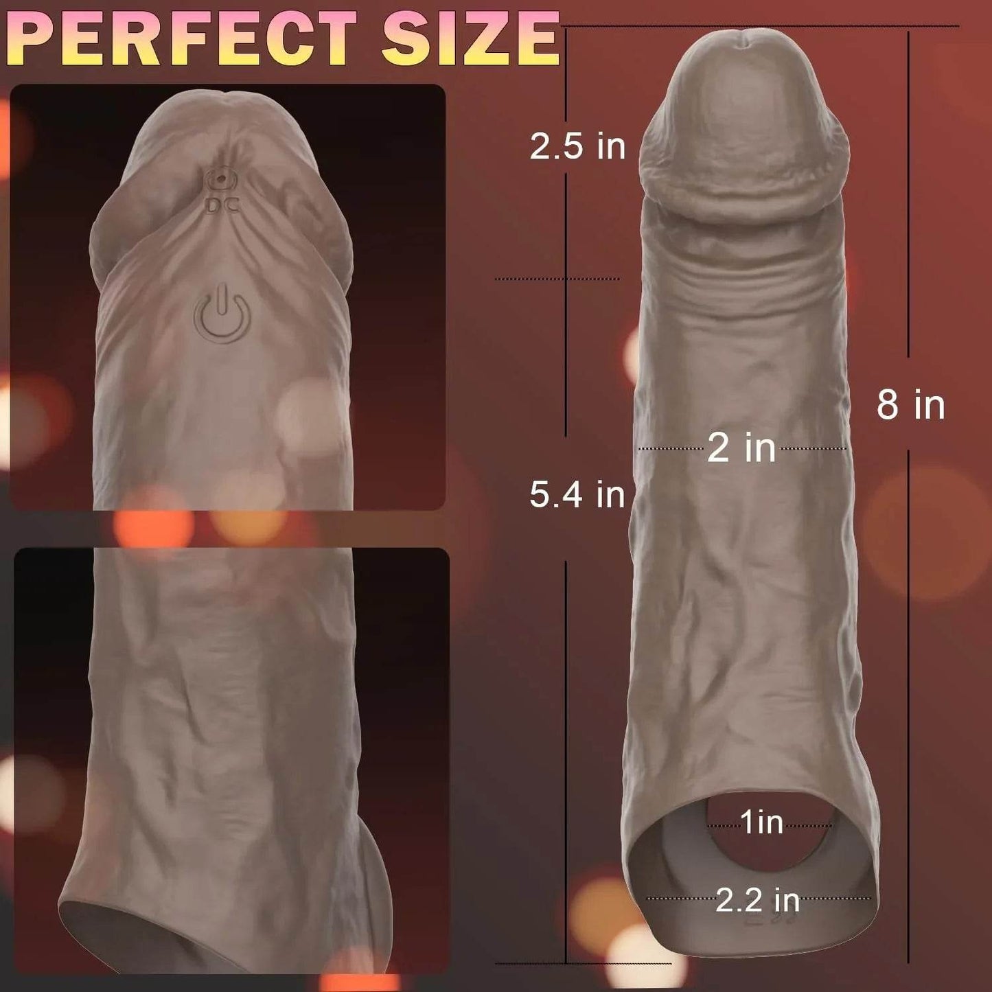 Manga vibratoria para el pene con anillo para el pene: extensor de pene realista para aumentar/prolongar la estimulación del punto G, anillo elástico para retrasar la eyaculación, bomba de pene de - Sex Shop 502
