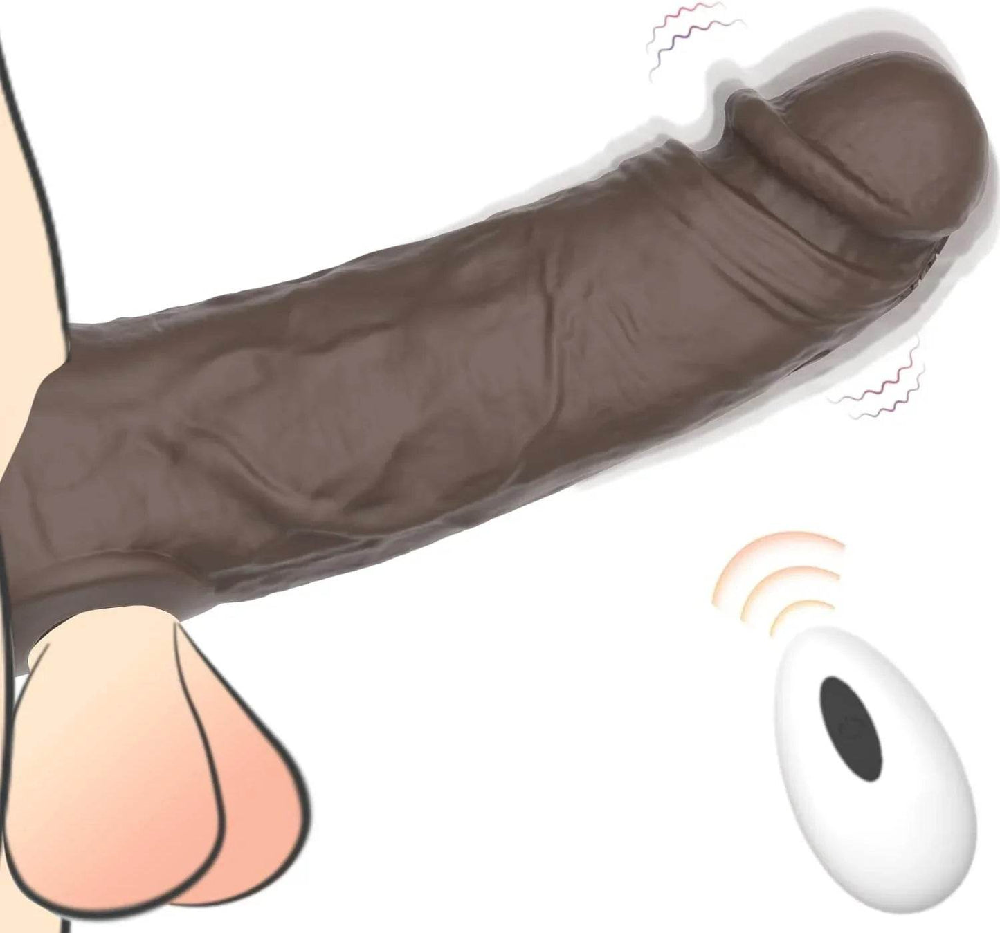 Manga vibratoria para el pene con anillo para el pene: extensor de pene realista para aumentar/prolongar la estimulación del punto G, anillo elástico para retrasar la eyaculación, bomba de pene de - Sex Shop 502