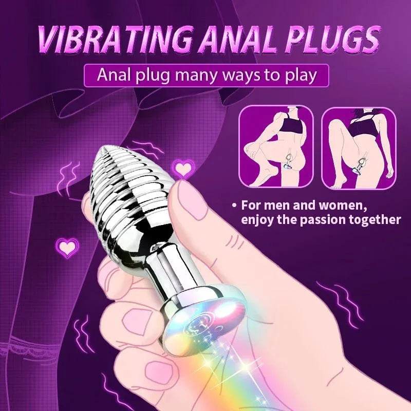 Plug de Metal con Control remoto inalámbrico , masturbación Anal, Color deslumbrante, vibración luminosa, forma de espiral, Juguetes sexuales para adultos - Sex Shop 502
