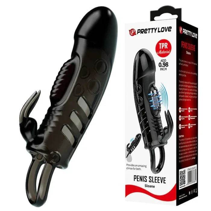 PRETTY LOVE FUNDA PARA PENE CON CONEJO - NEGRA - Sex Shop 502