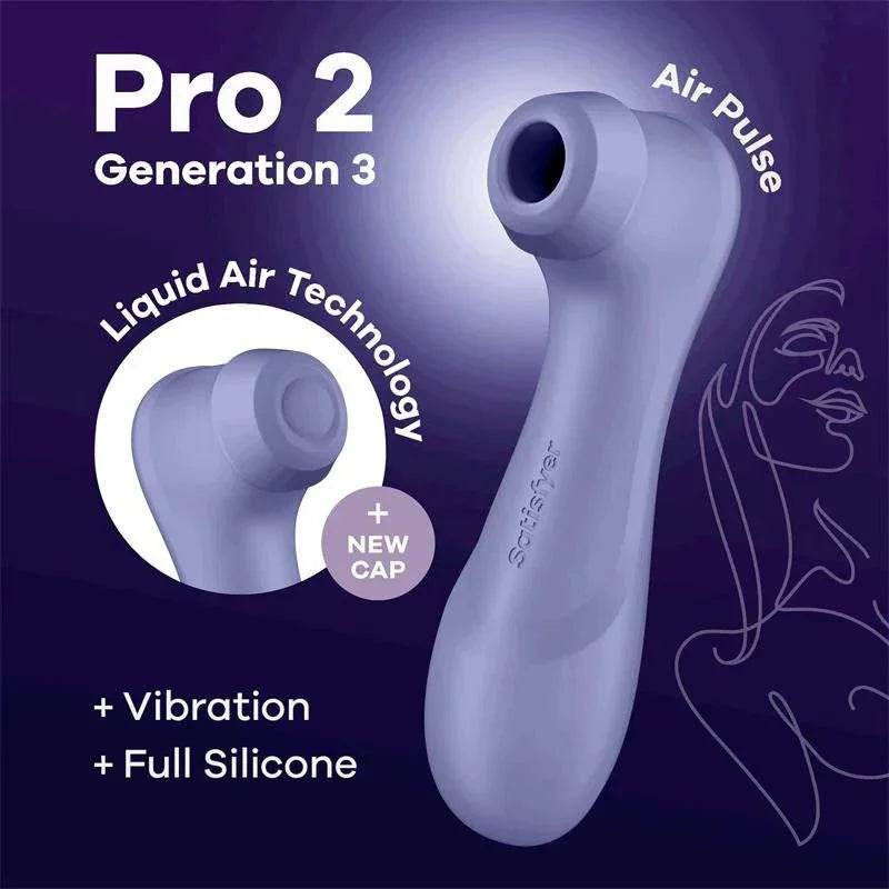 SATISFYER Pro 2 Gen 3 Liquid Air Technology Succión y Vibración Lilac - Sex Shop 502