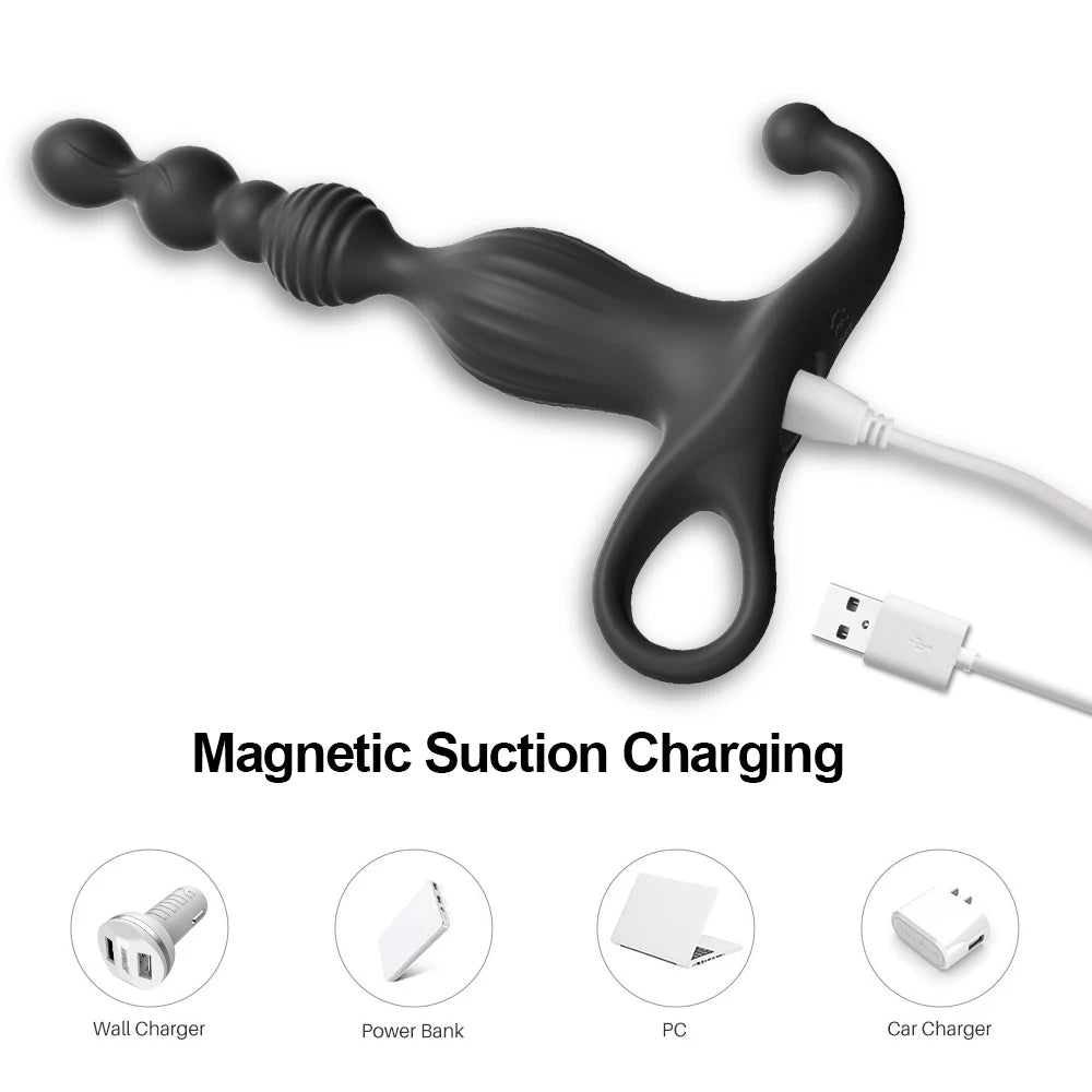 VIBRADOR DE BOLAS ANALES, 10 MODOS DE VIBRACION, RECARGABLE - Sex Shop 502