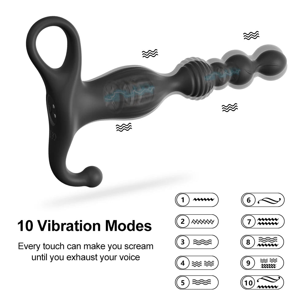 VIBRADOR DE BOLAS ANALES, 10 MODOS DE VIBRACION, RECARGABLE - Sex Shop 502