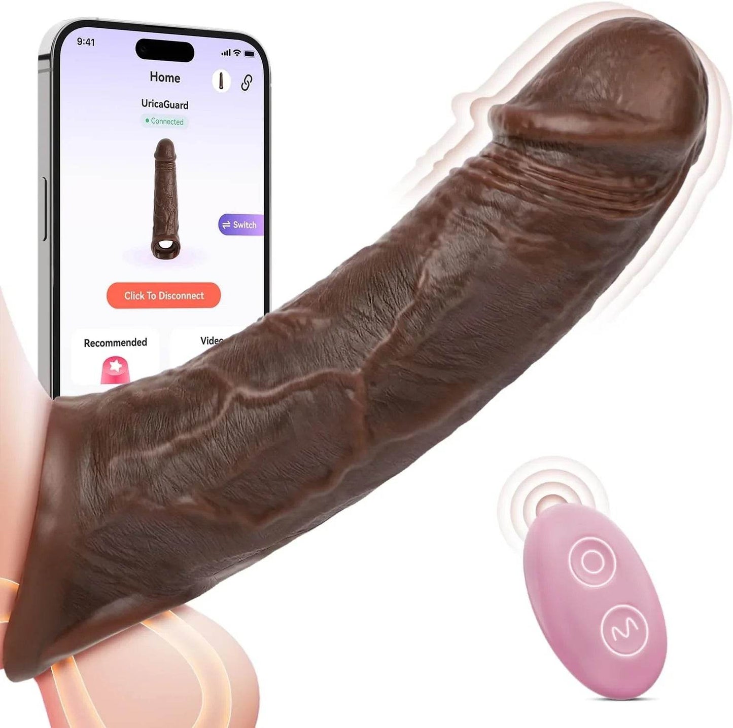 Vibrador de manga para pene, bomba y extensor 4 en 1, aplicación y control remoto, múltiples modos, anillo vibrador elástico para alargar el pene, juguetes sexuales para hombre, parejas, color marrón - Sex Shop 502