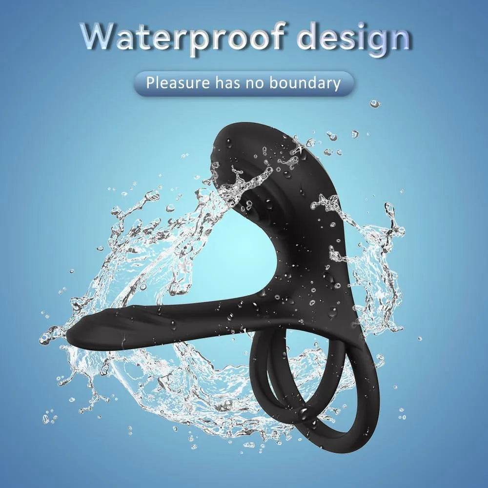 Vibrador de pareja con anillo de pene doble, 10 modos de vibración de punto G y simulador de clítoris, vibrador 3 en 1, recargable, impermeable, juguete sexual para adultos con control remoto para pareja - Sex Shop 502