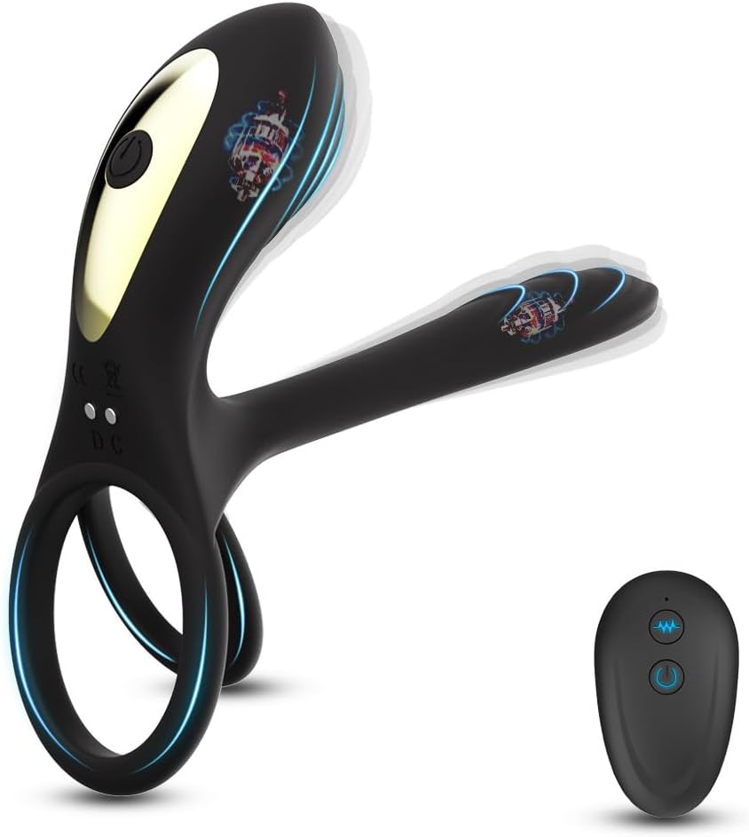 Vibrador de pareja con anillo de pene doble, 10 modos de vibración de punto G y simulador de clítoris, vibrador 3 en 1, recargable, impermeable, juguete sexual para adultos con control remoto para pareja - Sex Shop 502