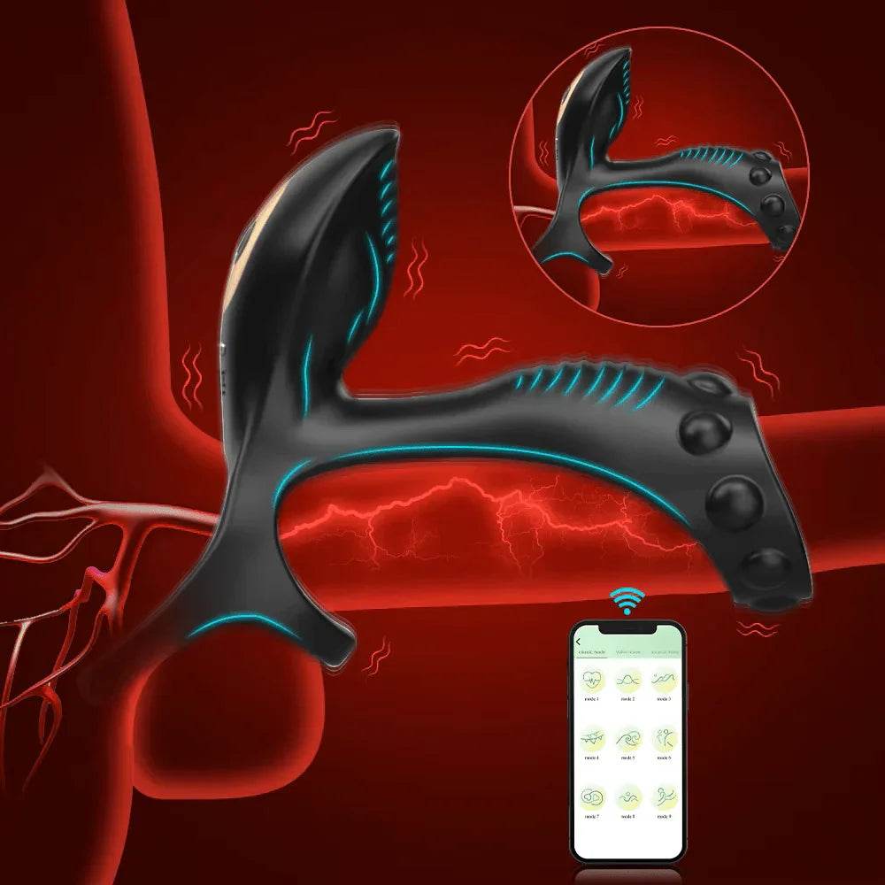 Vibrador de pareja con anillo de pene doble, 10 modos de vibración de punto G y simulador de clítoris, vibrador 3 en 1, recargable, impermeable, juguete sexual para adultos con control remoto para pareja - Sex Shop 502