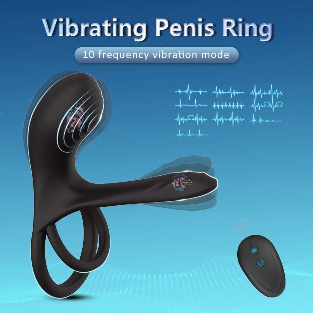Vibrador de pareja con anillo de pene doble, 10 modos de vibración de punto G y simulador de clítoris, vibrador 3 en 1, recargable, impermeable, juguete sexual para adultos con control remoto para pareja - Sex Shop 502
