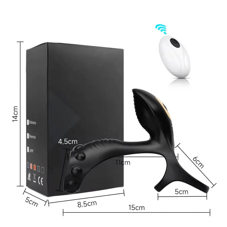 Vibrador de pareja con anillo de pene doble, 10 modos de vibración de punto G y simulador de clítoris, vibrador 3 en 1, recargable, impermeable, juguete sexual para adultos con control remoto para pareja - Sex Shop 502