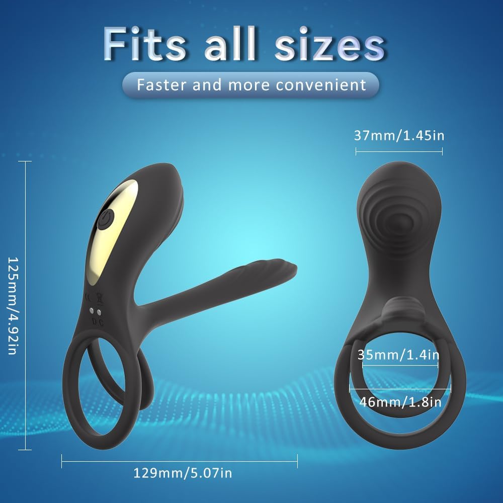 Vibrador de pareja con anillo de pene doble, 10 modos de vibración de punto G y simulador de clítoris, vibrador 3 en 1, recargable, impermeable, juguete sexual para adultos con control remoto para pareja - Sex Shop 502