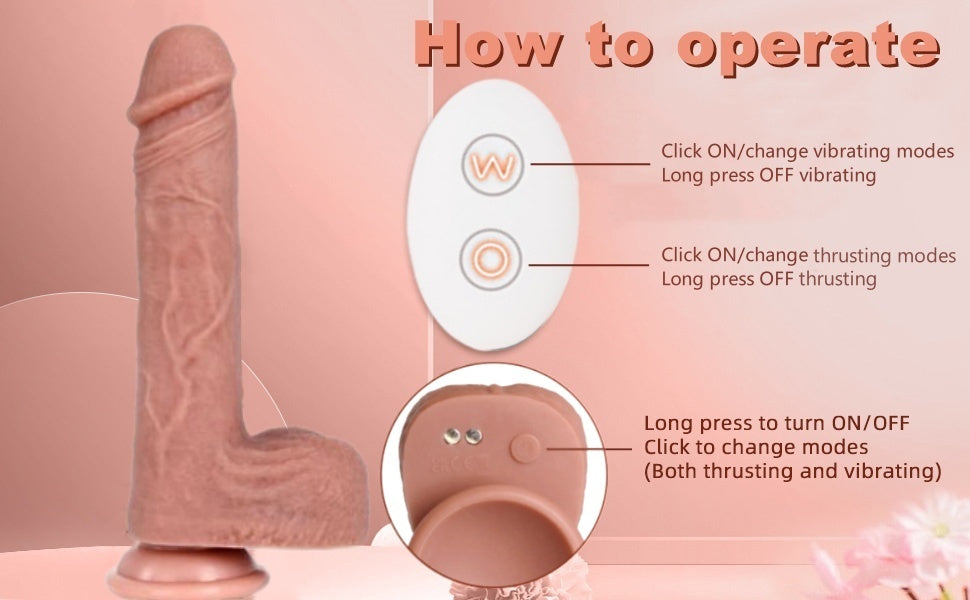 Consolador vibrador de empuje de 8.9 pulgadas,  con control remoto y APP  5 modos de vibración y 3 modos de empuje