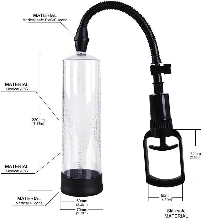 Bomba de vacío de pene manual para la erección y mejora masculina, juguetes sexuales, bombas y ampliadores para hombres estimulación manual