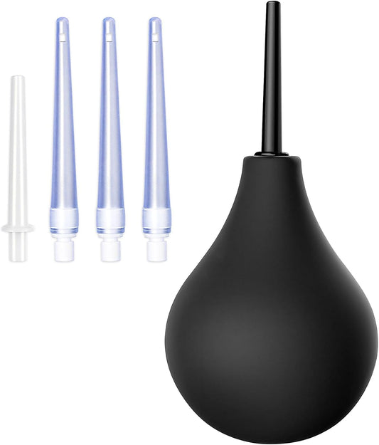 enema anal para hombres y mujeres, kit de limpieza de colon de silicona de 7.9 onzas con 5 boquillas cómodas