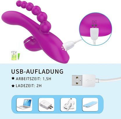 Vibrador Triple estimulación , clitoris, punto G y ano