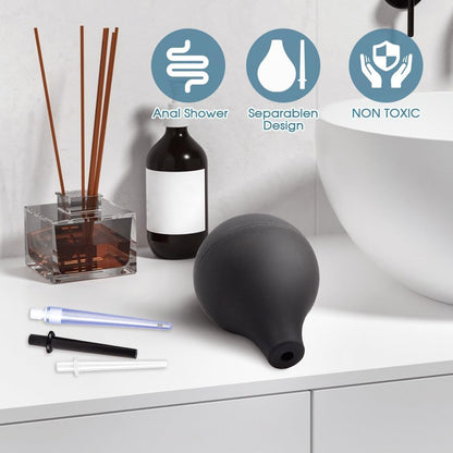 enema anal para hombres y mujeres, kit de limpieza de colon de silicona de 7.9 onzas con 5 boquillas cómodas