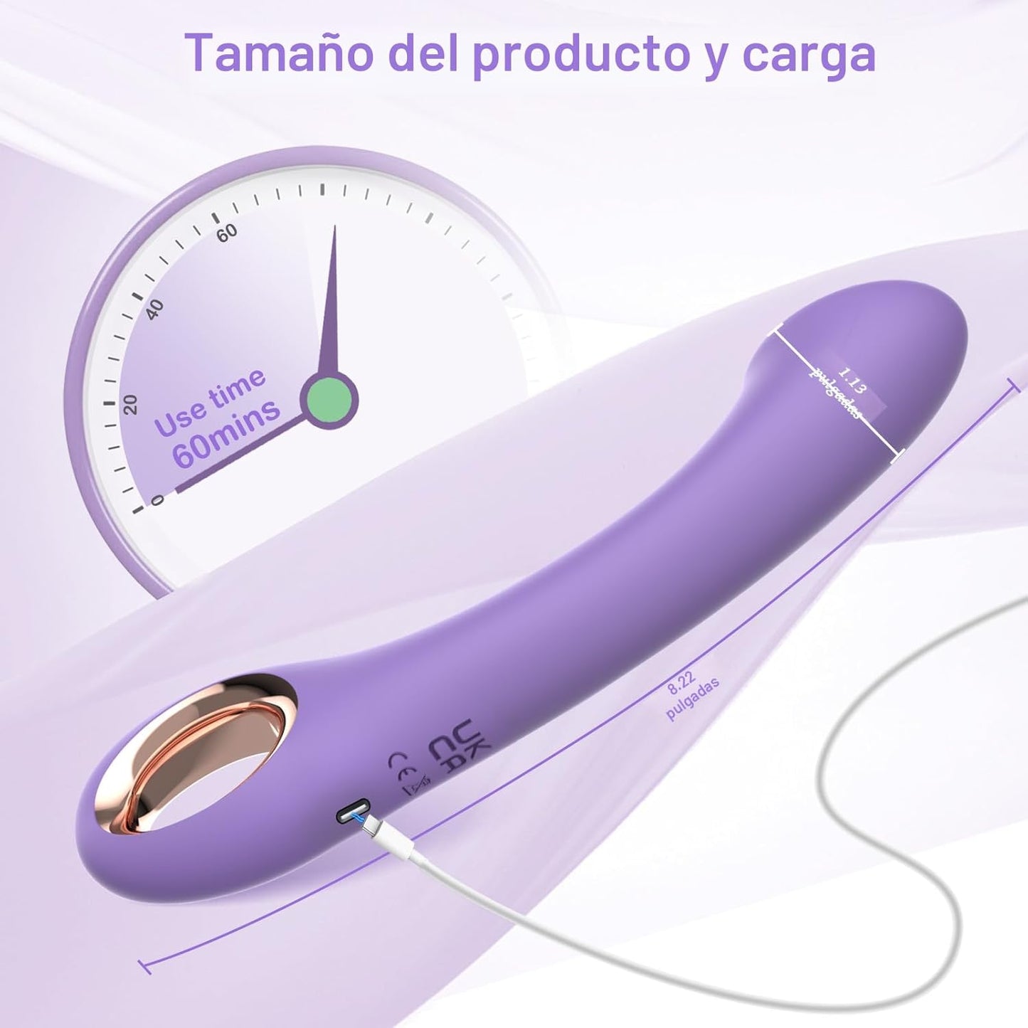 Vibrador de punto G ergonómico de Sex Shop 502 con diseño curvo para estimulación del clítoris, punto G y anal.