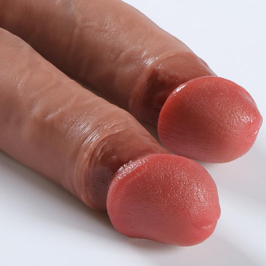 Twins Power - Consolador ultra realista de doble punta: silicona no porosa, consolador de doble cabeza con ventosa fuerte,