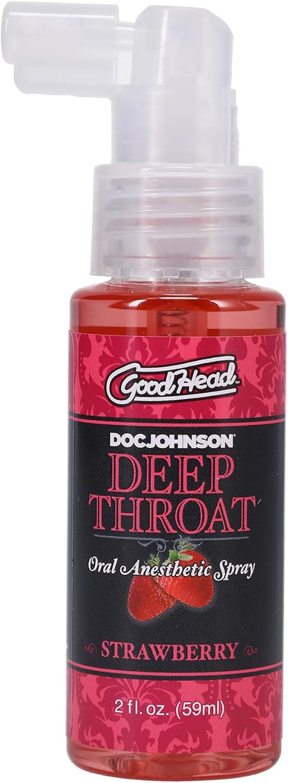 Doc Johnson GoodHead - Espray para Garganta Profunda - Adormece la Garganta - Relaja el Reflejo de Náuseas - Sabor Fresa Dulce - 2 fl. oz (59 ml)