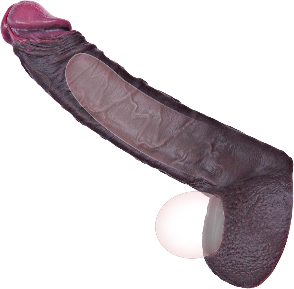 Funda realista de silicona para pene, extensión de 7.5 pulgadas con anillo grueso, mejora erección y ayuda a retrasar la eyaculación.