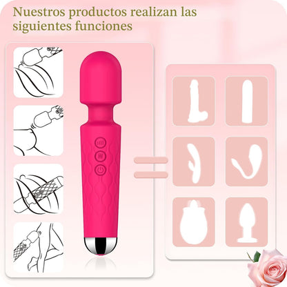 Varita vibradora, consolador de punto G, vibrador de clítoris,  con 8 velocidades y 20 patrones,