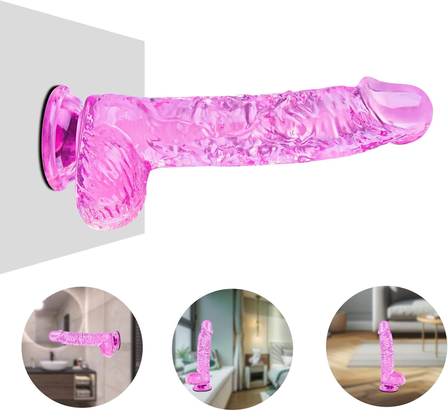 Consolador rosa de 6.4 pulgadas, lindo consolador anal pequeño, pene delgado realista, con fuerte ventosa y bolas, punto G y estimulación anal, adecuado para mujeres y hombres principiantes
