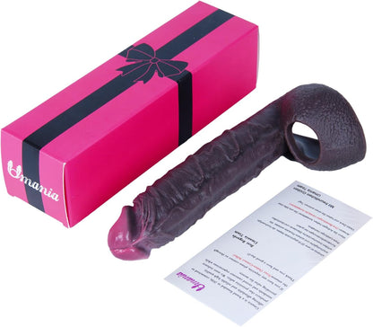 Funda realista de silicona para pene de 7.5 pulgadas con anillo grueso para retrasar eyaculación y mejorar erección.