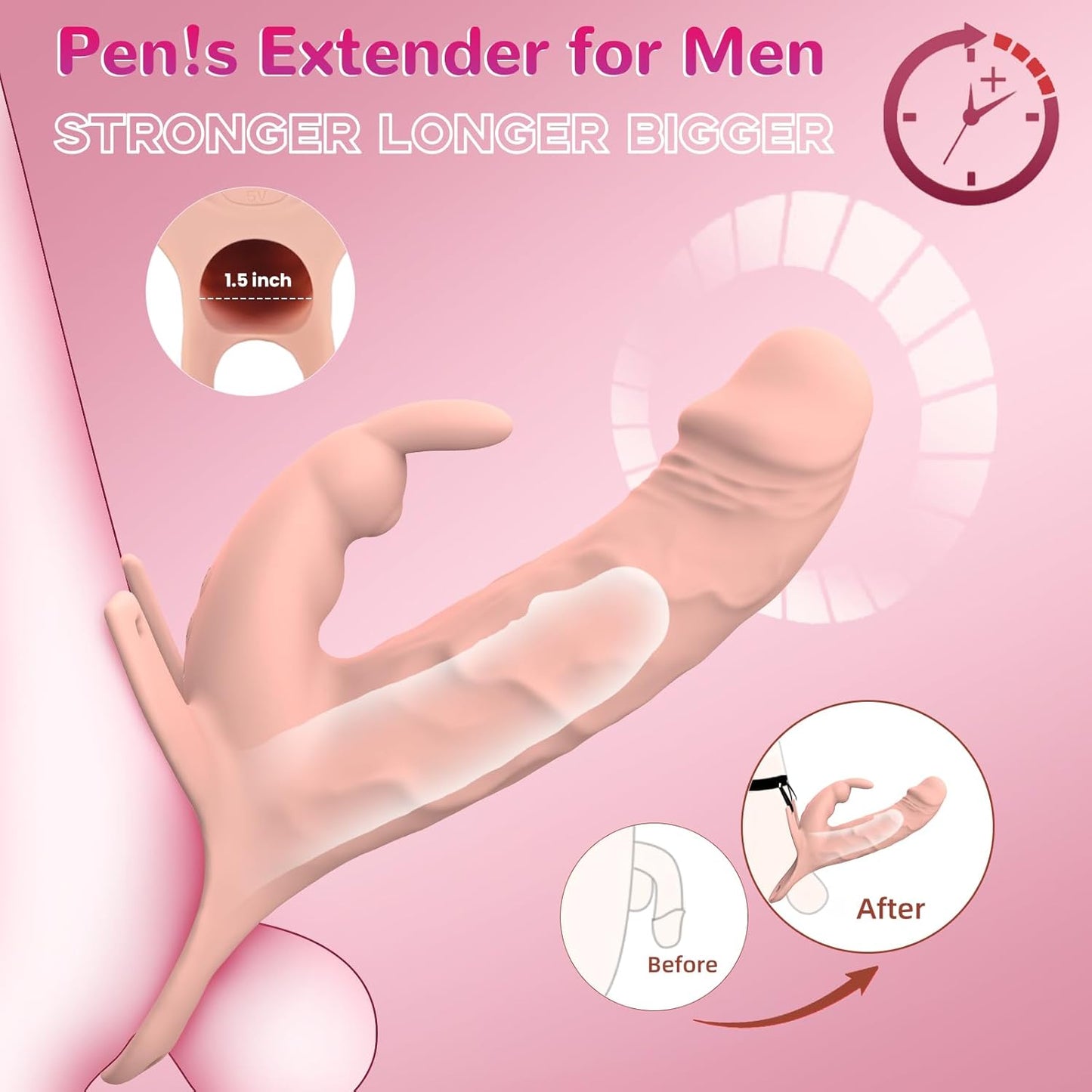 arnés de consolador extensor de manga para el pene, juguetes para adultos con 10 modos de vibración, aplicación de control remoto, vibrador lesbiano con consolador hueco de 5.8