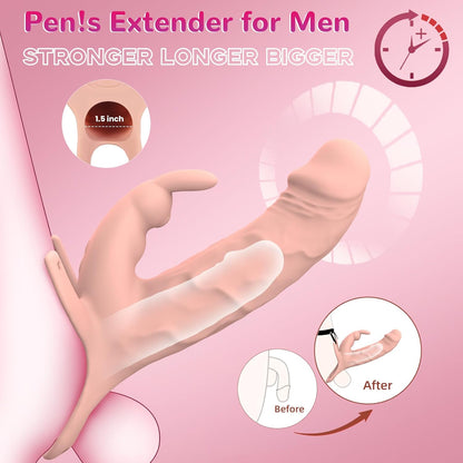 arnés de consolador extensor de manga para el pene, juguetes para adultos con 10 modos de vibración, aplicación de control remoto, vibrador lesbiano con consolador hueco de 5.8