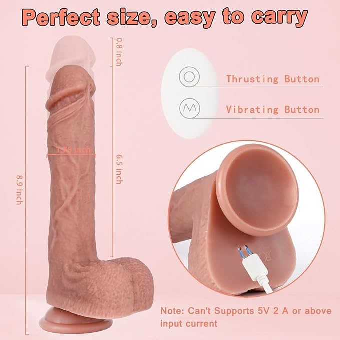 Consolador vibrador de empuje de 8.9 pulgadas,  con control remoto y APP  5 modos de vibración y 3 modos de empuje