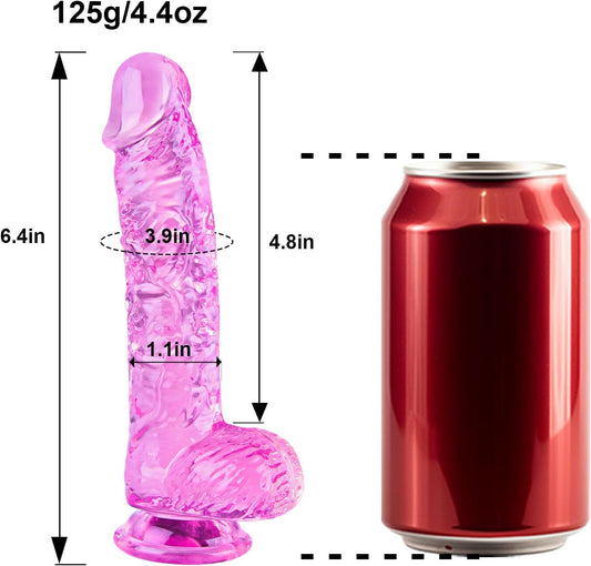 Consolador rosa de 6.4 pulgadas, lindo consolador anal pequeño, pene delgado realista, con fuerte ventosa y bolas, punto G y estimulación anal, adecuado para mujeres y hombres principiantes