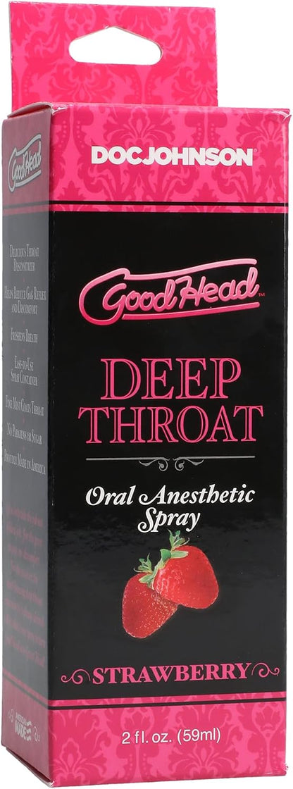 Doc Johnson GoodHead - Espray para Garganta Profunda - Adormece la Garganta - Relaja el Reflejo de Náuseas - Sabor Fresa Dulce - 2 fl. oz (59 ml)