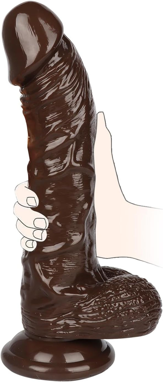Consolador grande marrón de 10 pulgadas, consolador grande y realista suave con fuerte ventosa para manos libres y juego anal, consolador de punto G grande, juguetes sexuales anales para mujeres y hombres - Sex Shop 502