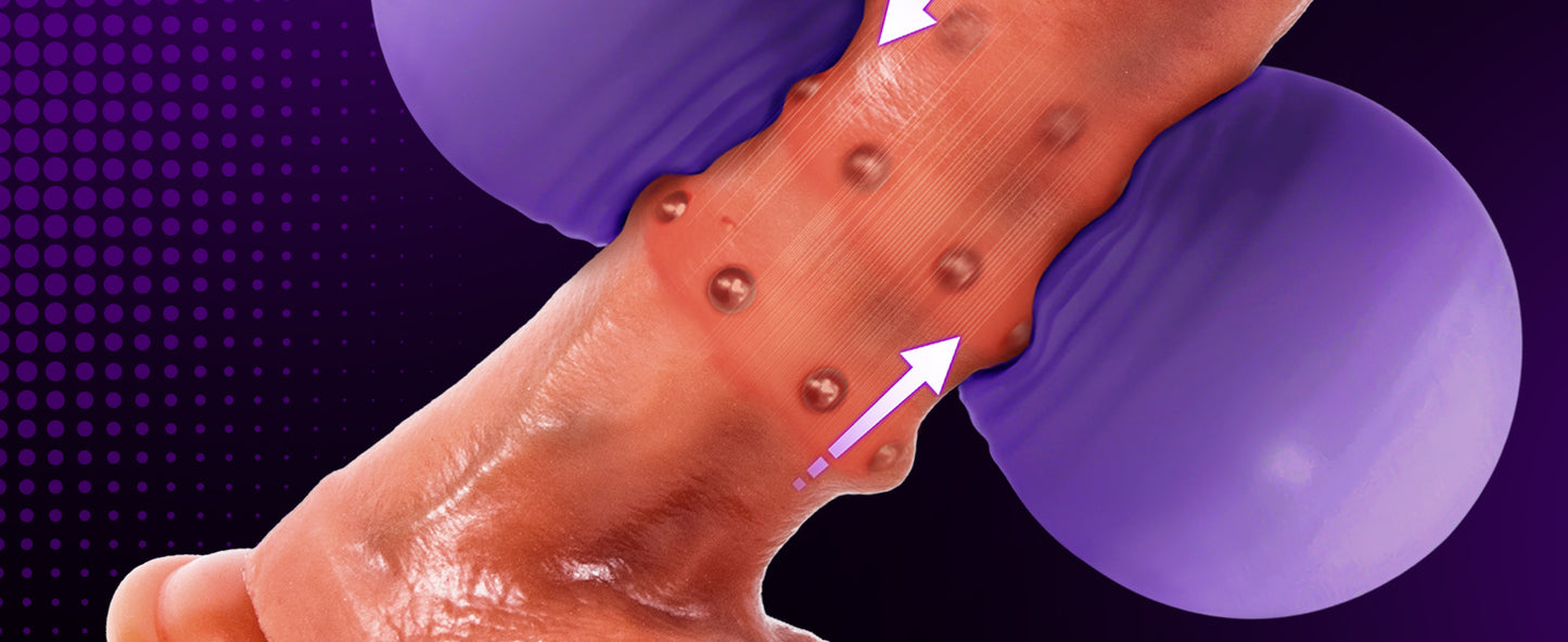 Consolador realista de 8.66 pulgadas con cuentas deslizantes, consolador de ventosa de 1.6 pulgadas de diámetro, 5 modos de vibración y 3 modos deslizantes para vagina anal punto G, juguetes sexuales - Sex Shop 502