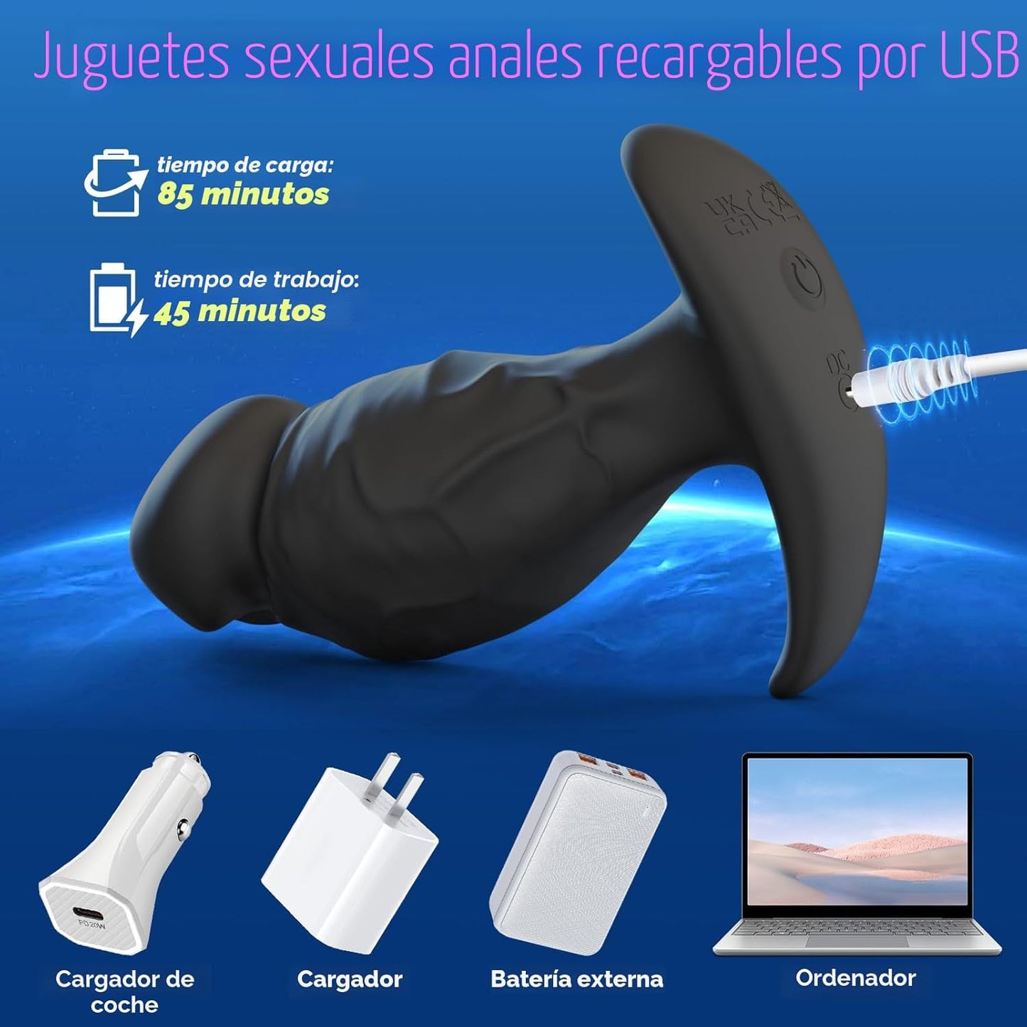 Mtsige vibrador anal con dilatador de 360° de rotación y vibración con 10 frecuencias controladas por APP, juguetes sexuales anales de silicona - Sex Shop 502