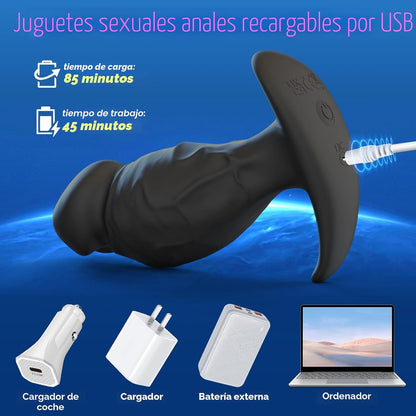 Mtsige vibrador anal con dilatador de 360° de rotación y vibración con 10 frecuencias controladas por APP, juguetes sexuales anales de silicona - Sex Shop 502