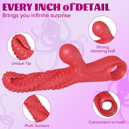 Consolador vibrador monstruo G Spot Vibrador, juguetes sexuales para parejas, pulpo, tentáculo, clítoris, vibrador con 9 modos potentes,