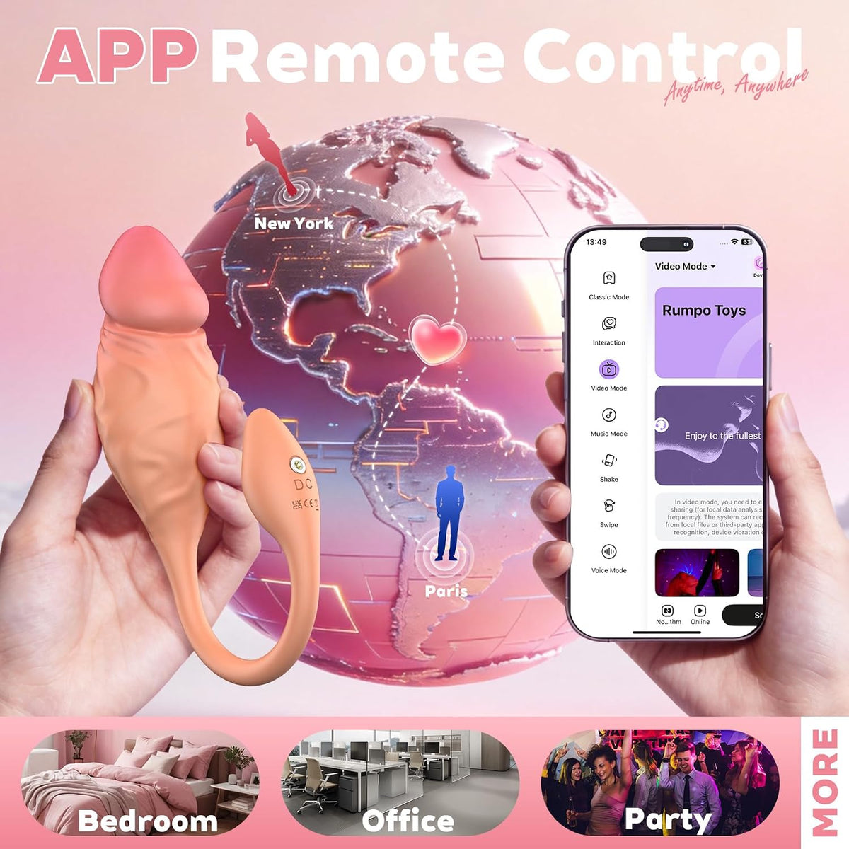 Rumpo  vibrador para mujeres, consolador pequeño, vibradores con 10 vibraciones, estimulador del punto G del clítoris, control de aplicación.