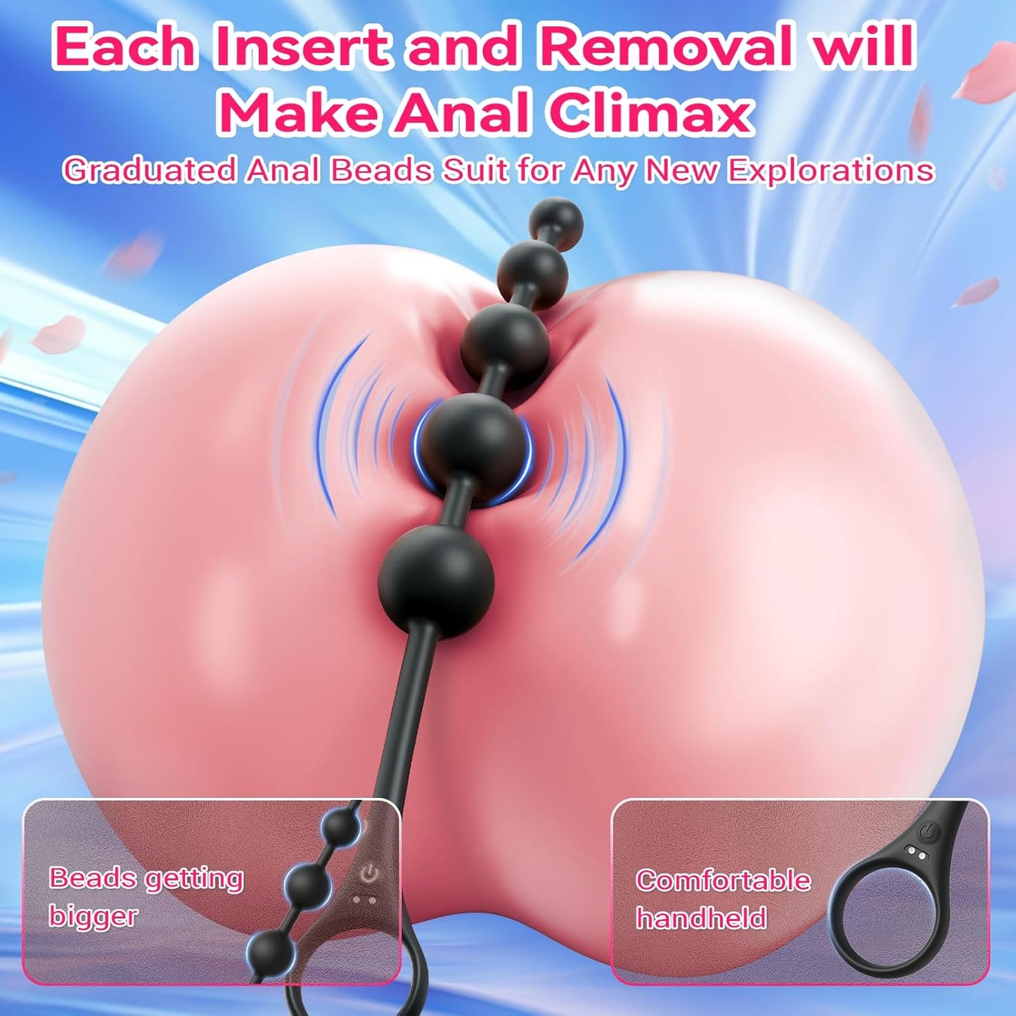 Vibrador de bolas anales, juguetes sexuales, aplicación de 14.5 pulgadas, control remoto,  con 9 modos de vibración, - Sex Shop 502