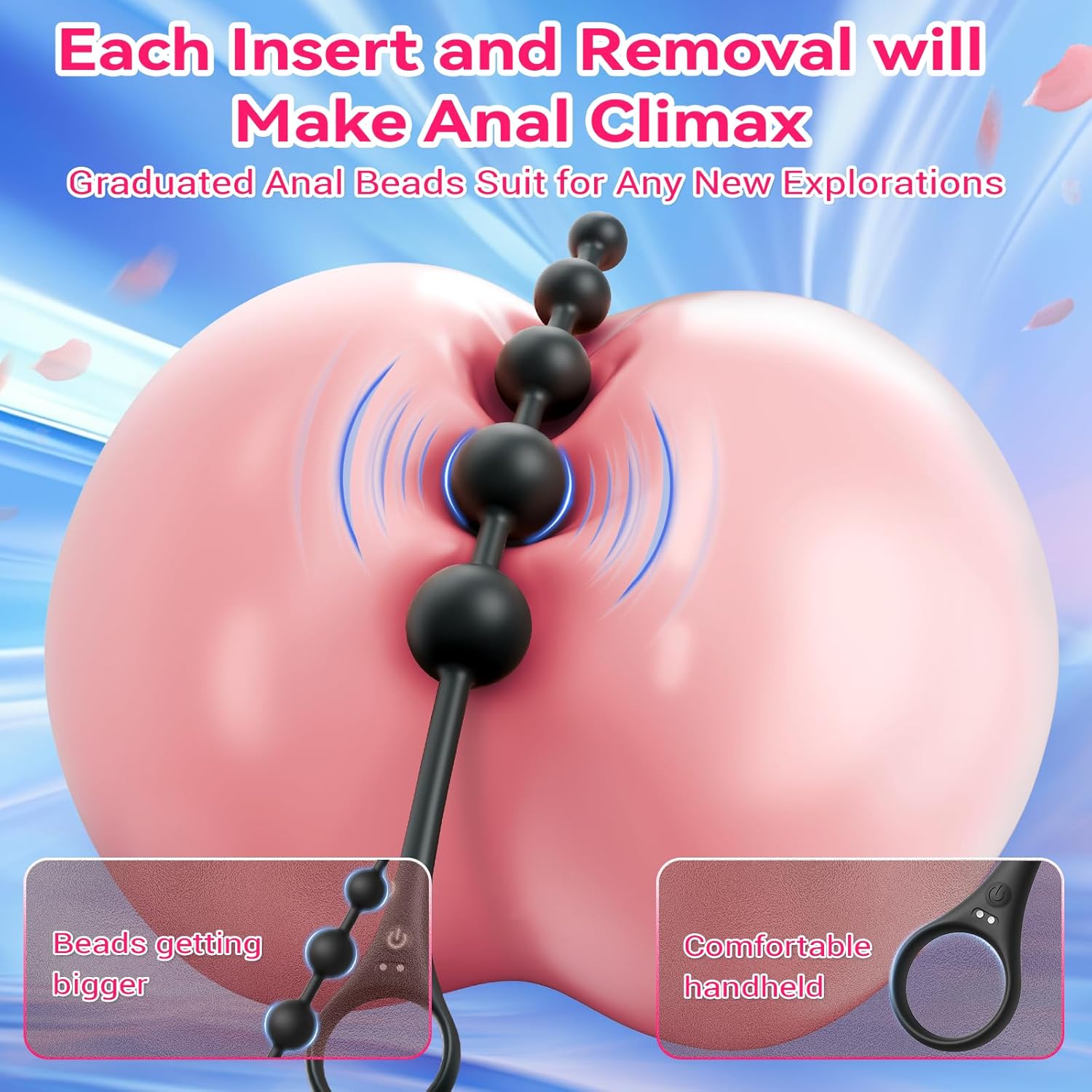 Vibrador de bolas anales, juguetes sexuales, aplicación de 14.5 pulgadas, control remoto,  con 9 modos de vibración, - Sex Shop 502