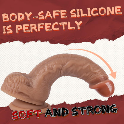 Consolador realista de 7.6 pulgadas, consolador anal de silicona con fuerte ventosa para estimulación del punto G manos libres y juguetes sexuales para mujeres, hombres, parejas y adultos