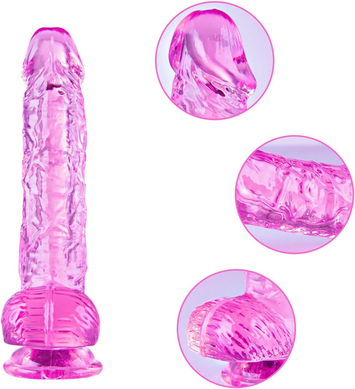 Consolador rosa de 6.4 pulgadas, lindo consolador anal pequeño, pene delgado realista, con fuerte ventosa y bolas, punto G y estimulación anal, adecuado para mujeres y hombres principiantes