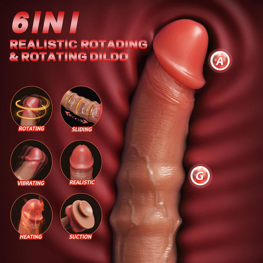Consolador de empuje juguetes sexuales, consoladores realistas de 9.25 pulgadas con 8 deslizantes y 10 giratorios y calefacción para el punto G, juguete anal con ventosa - Sex Shop 502